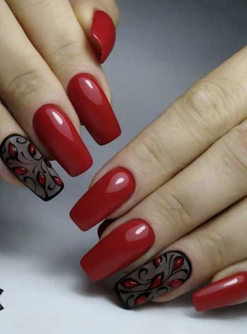 red gel nails