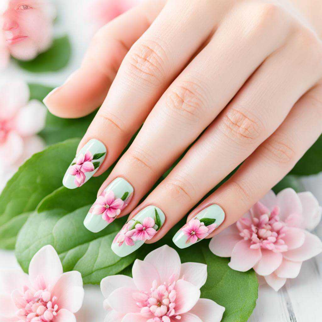 floral nail art