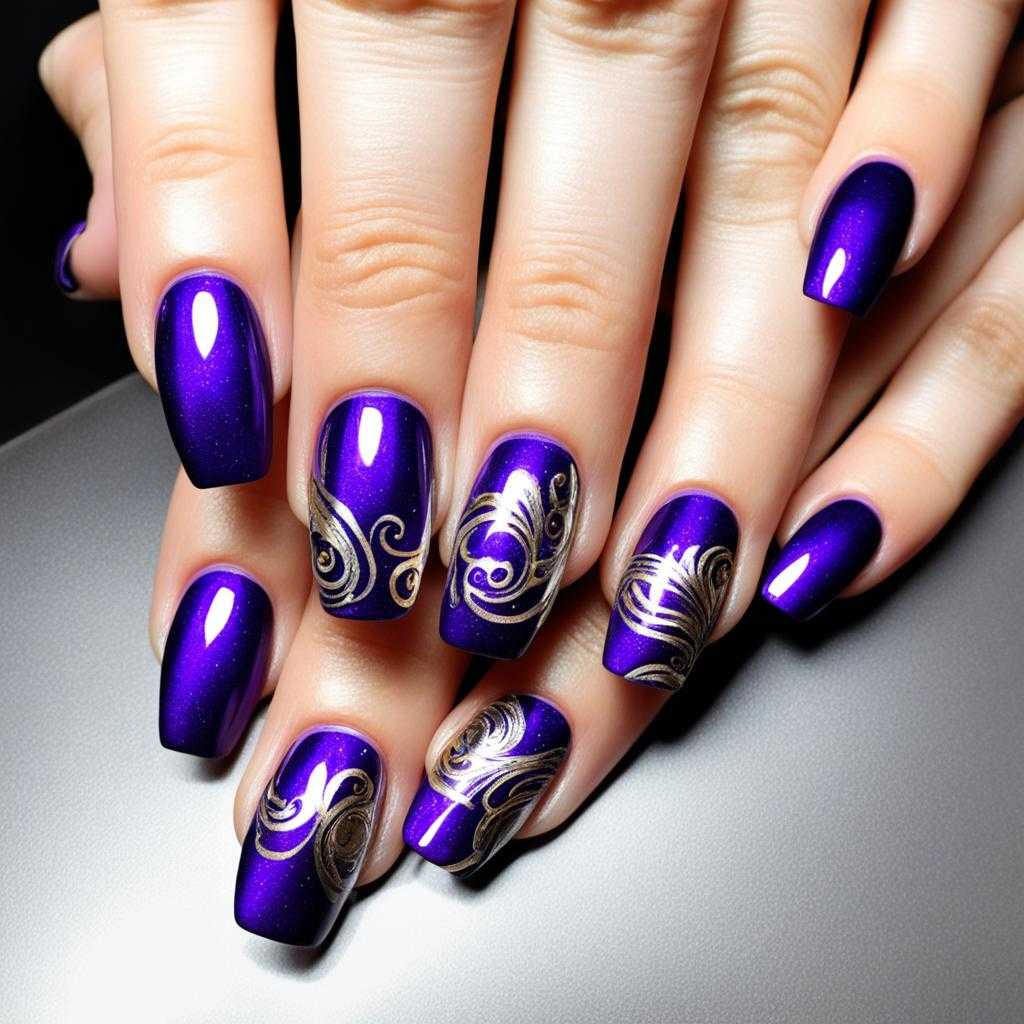 metallic purple nail designs