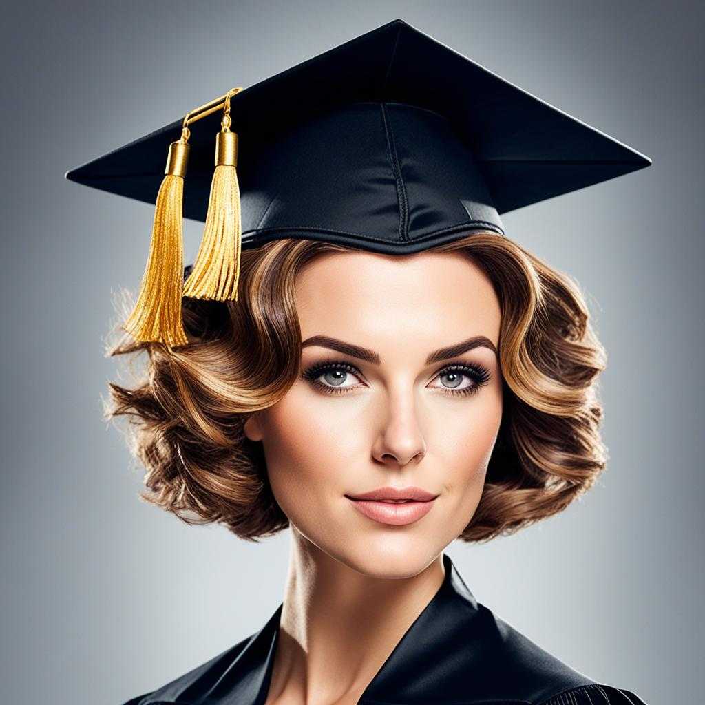 short graduation hairstyles with cap