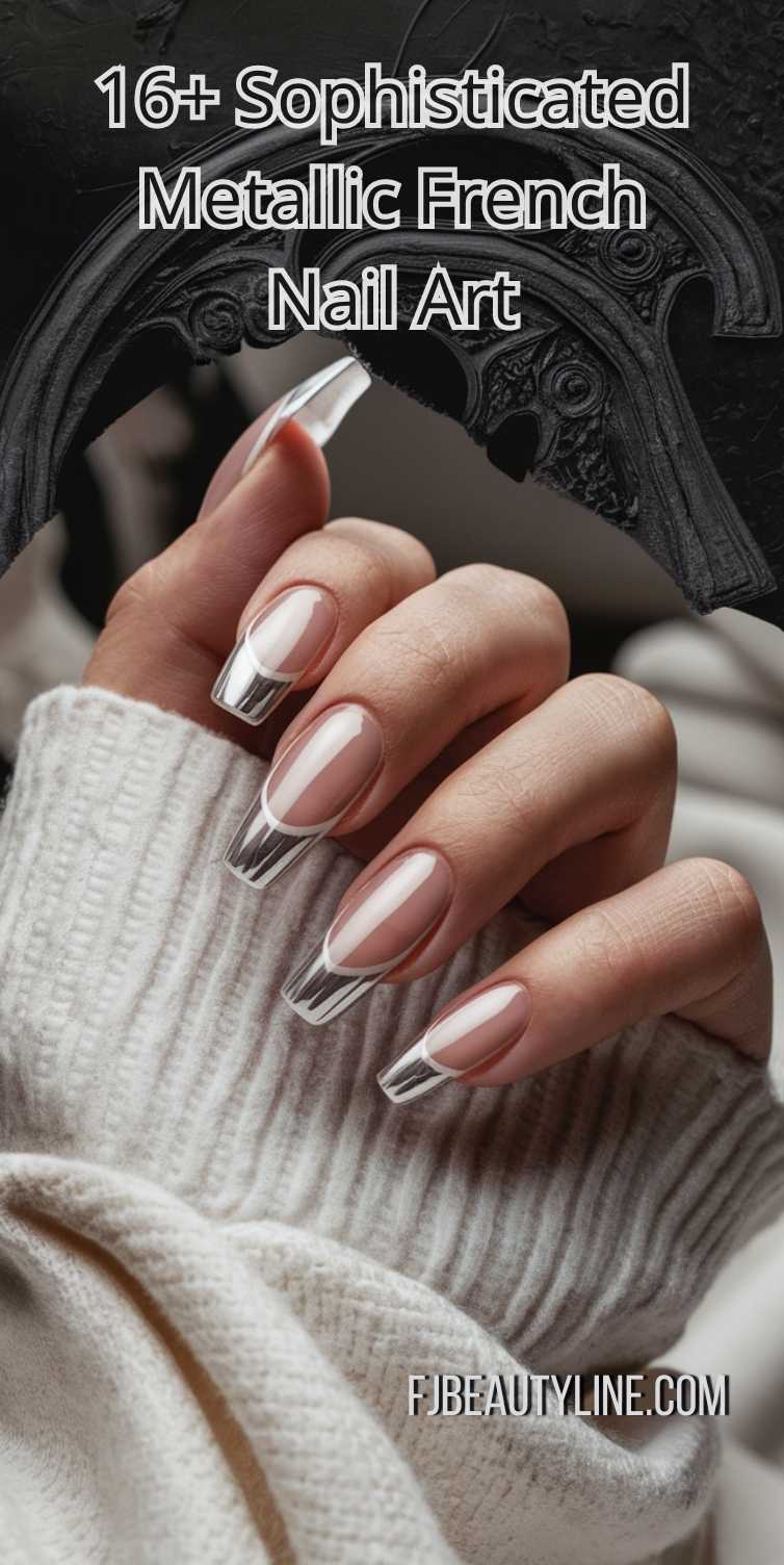 16+ Sophisticated Metallic French Nail Art