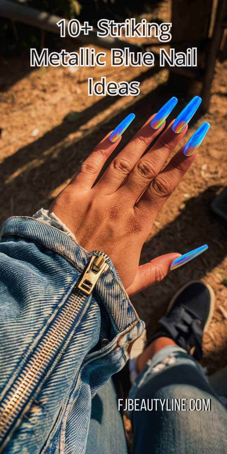 10+ Striking Metallic Blue Nail Ideas