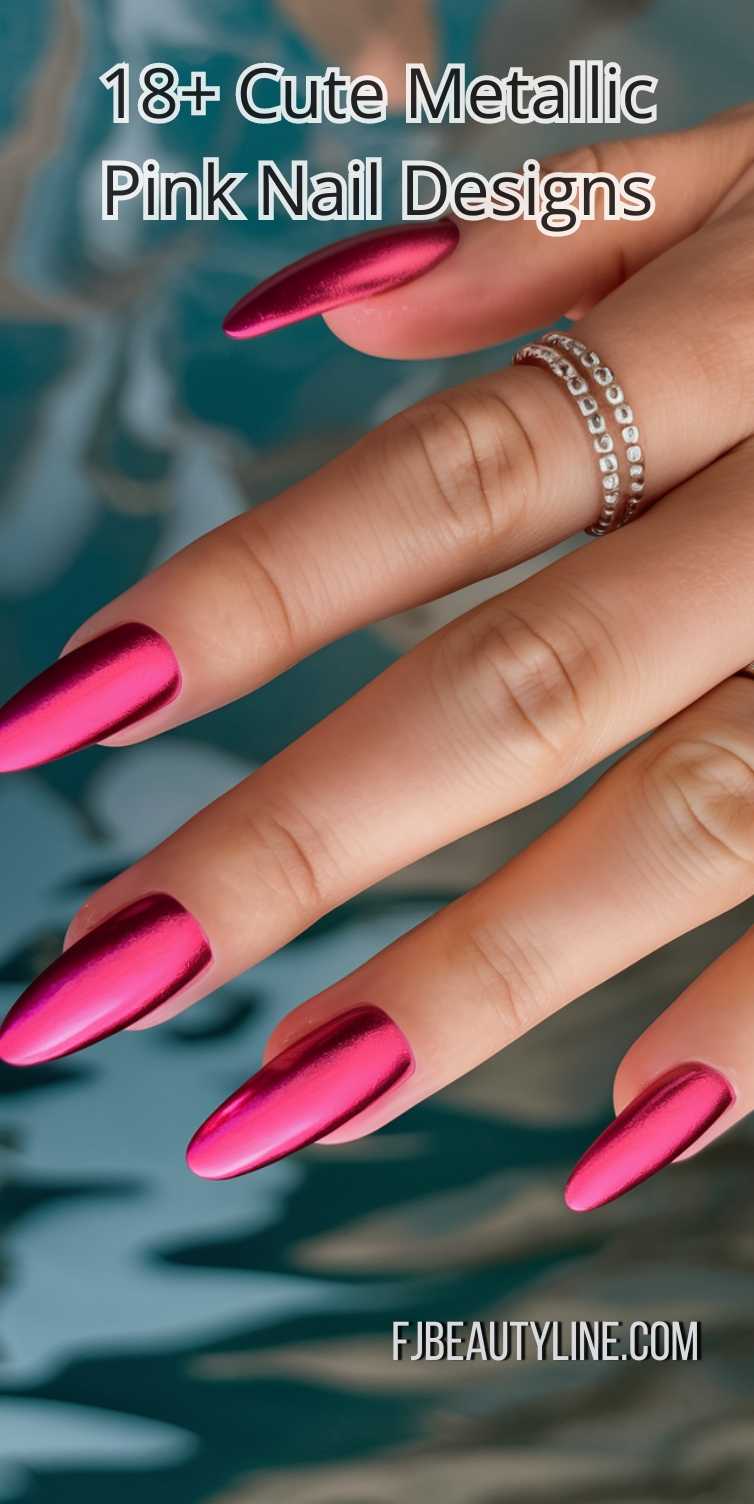 18+ Cute Metallic Pink Nail Designs