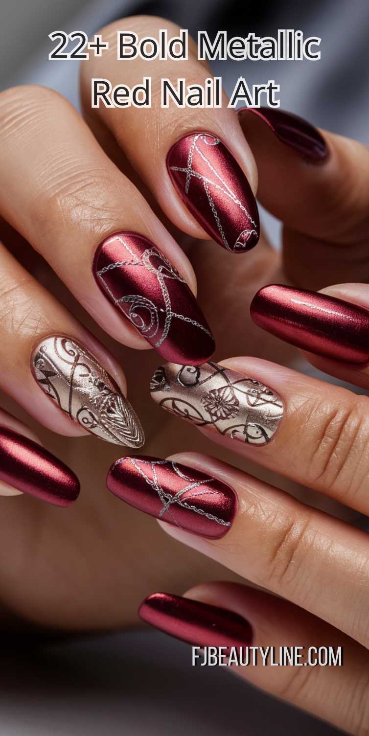 22+ Bold Metallic Red Nail Art