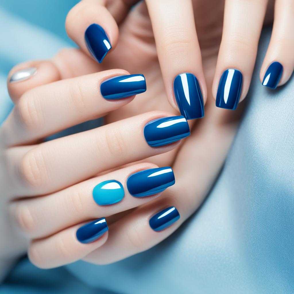 glossy blue nails