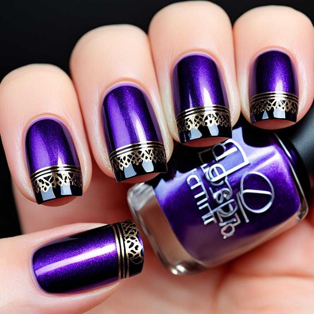 purple and black nail art