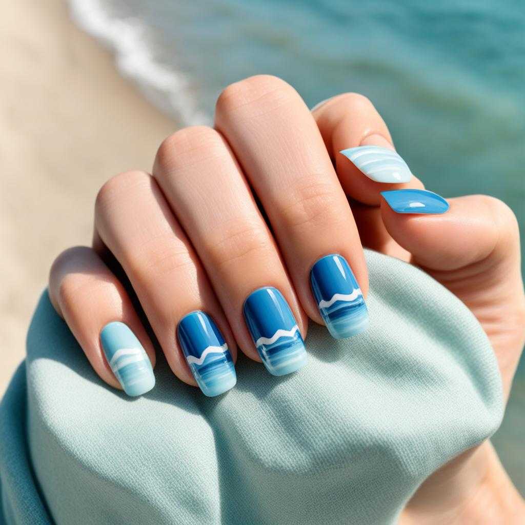 simple summer nails blue