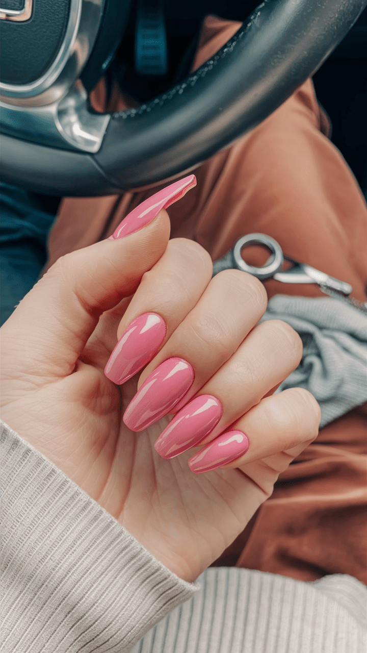 nail art metallic pink