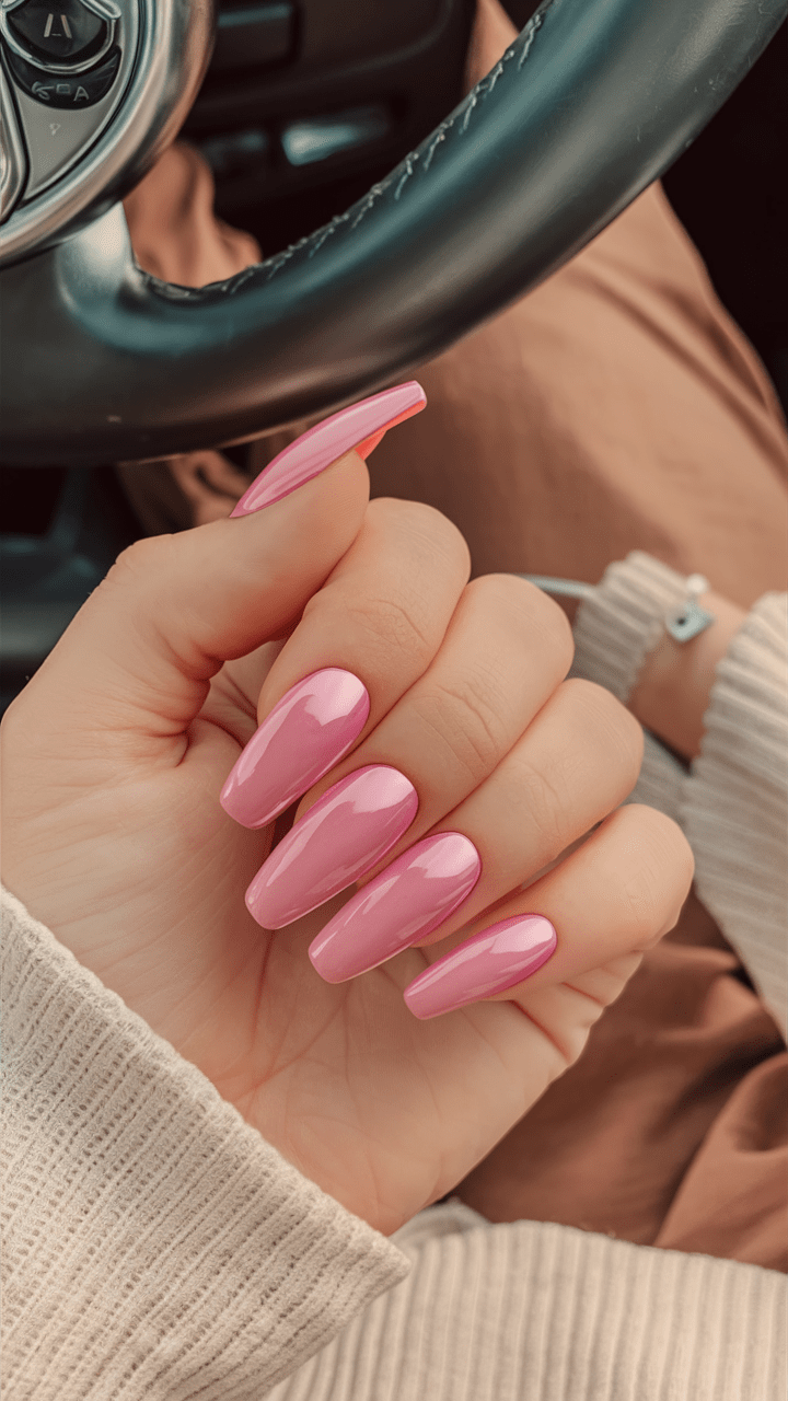 nail art metallic pink