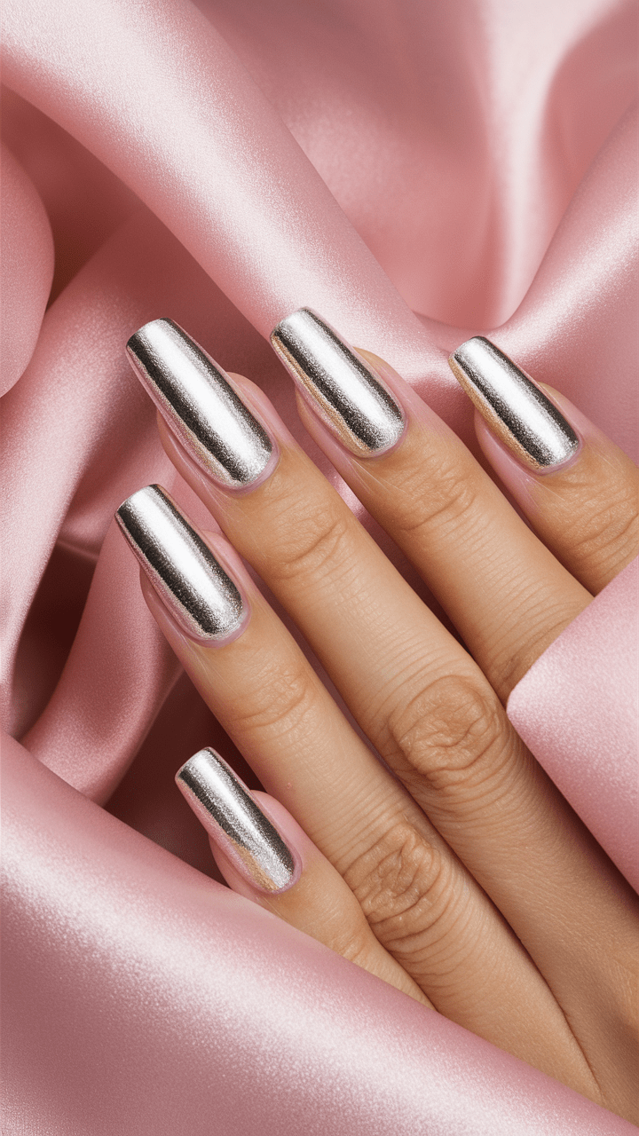 nail art metallic silver