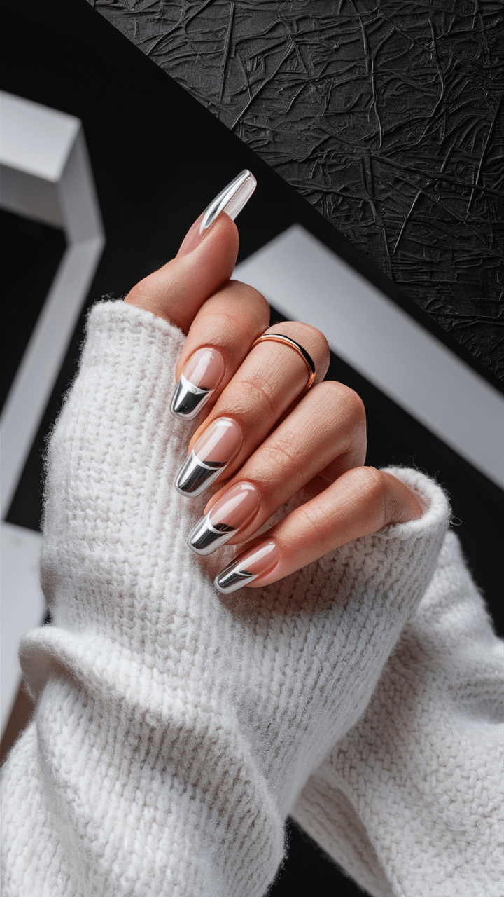 nail art metallic french