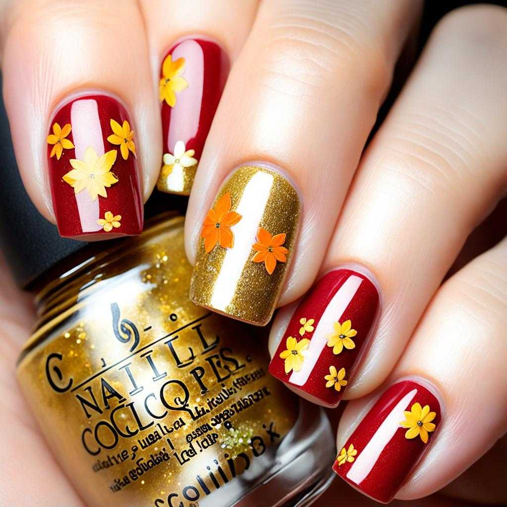 floral autumn nails