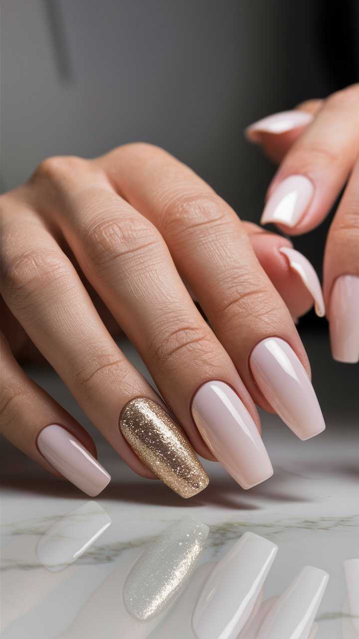 nail art metallic rose gold