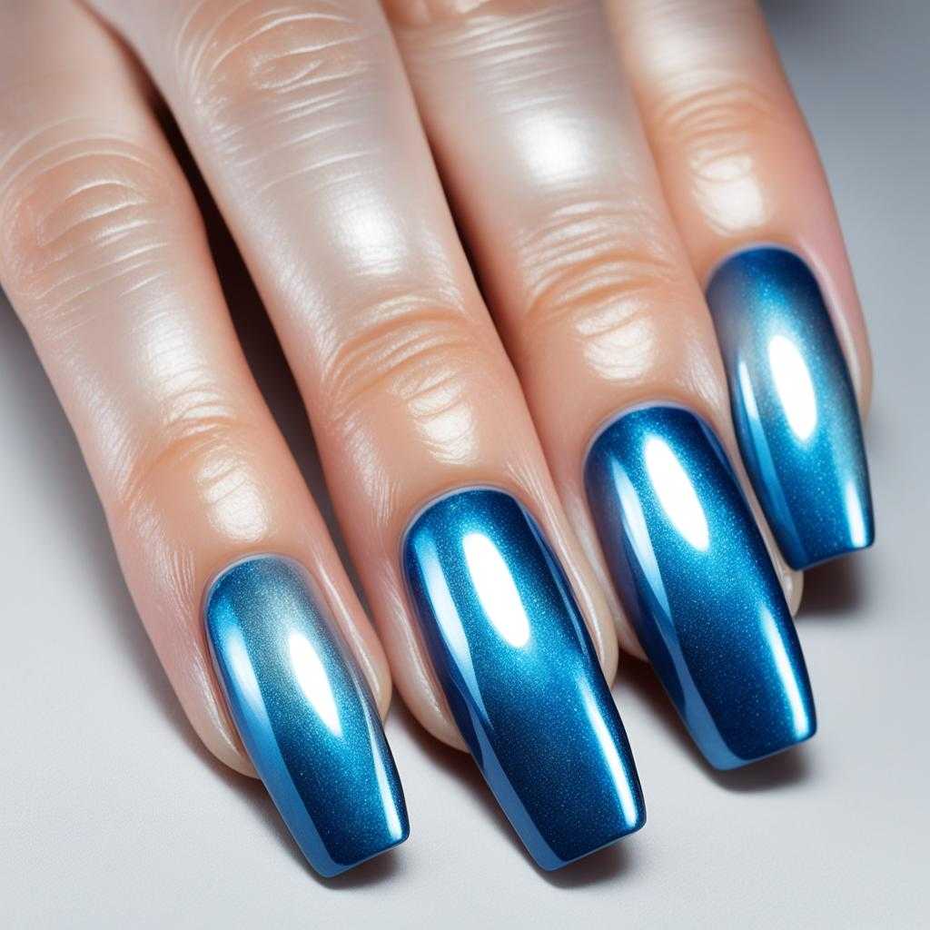 nail art metallic blue