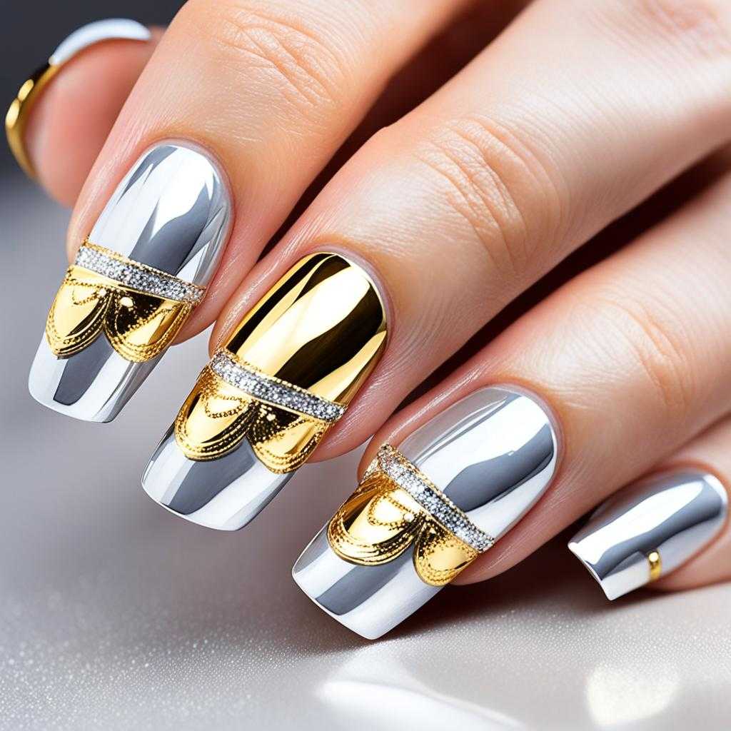 nail art metallic french