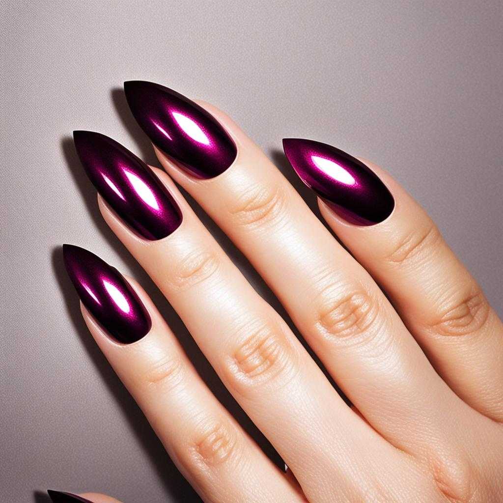 nail art metallic maroon